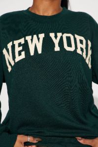 New York Vintage Crew Neck Sweatshirt - Hunter sold by Fashion Nova