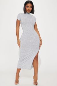 Karissa Ribbed Maxi Dress - Heather Grey sold by Fashion Nova
