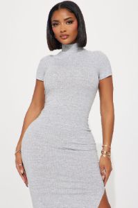 Karissa Ribbed Maxi Dress - Heather Grey sold by Fashion Nova