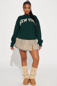 New York Vintage Crew Neck Sweatshirt - Hunter sold by Fashion Nova