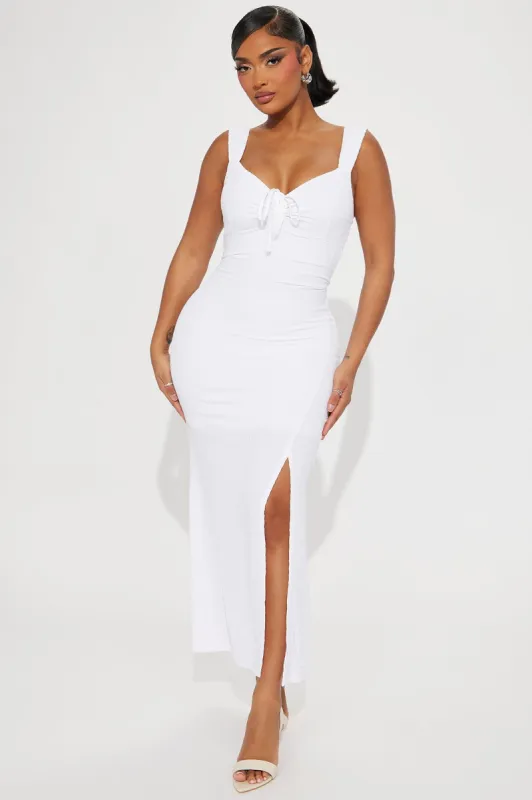 Bailey Textured Maxi Dress - White sold by Fashion Nova