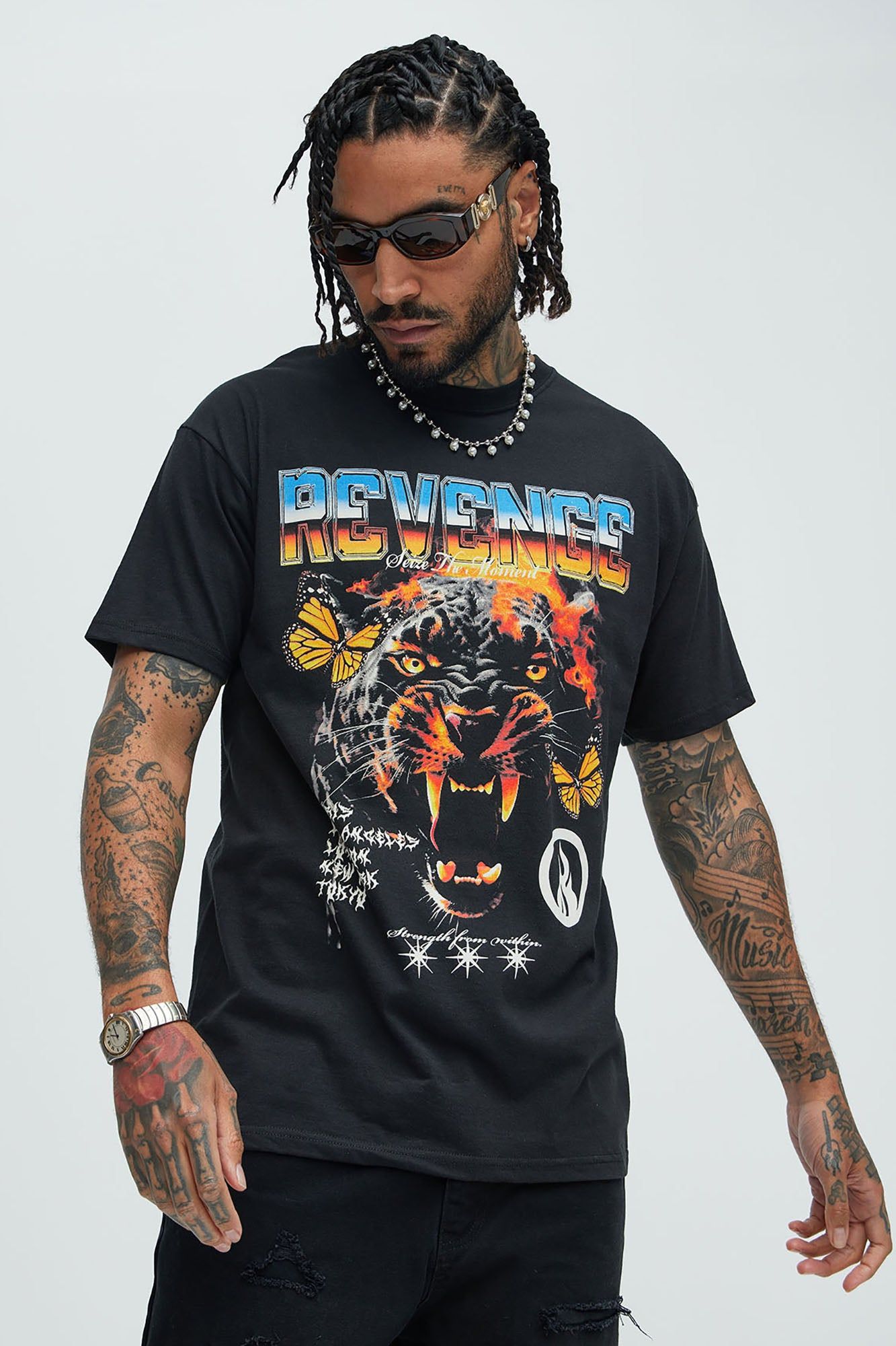 Revenge Seize The Moment Short Sleeve Tee - Black sold by Fashion Nova