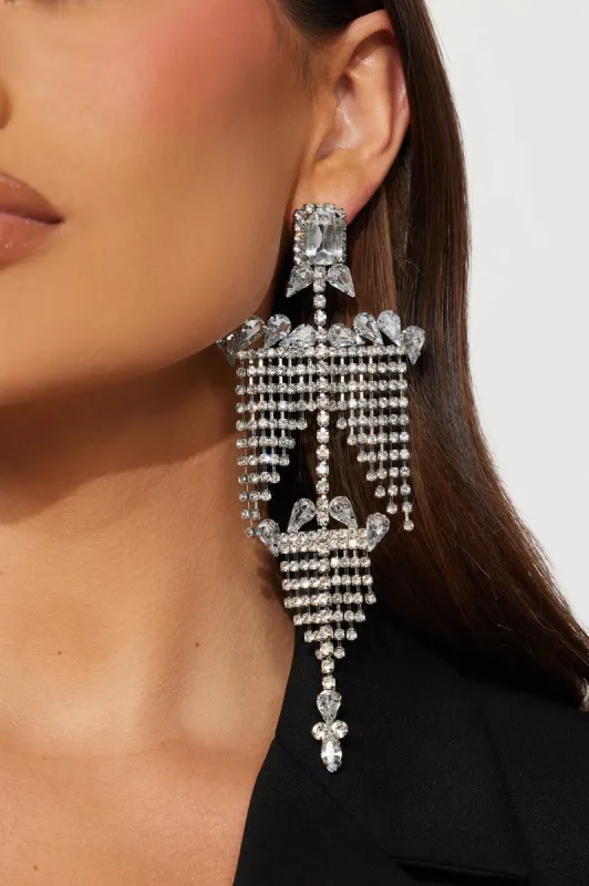 Getting Intricate Drop Earrings - Silver sold by Fashion Nova