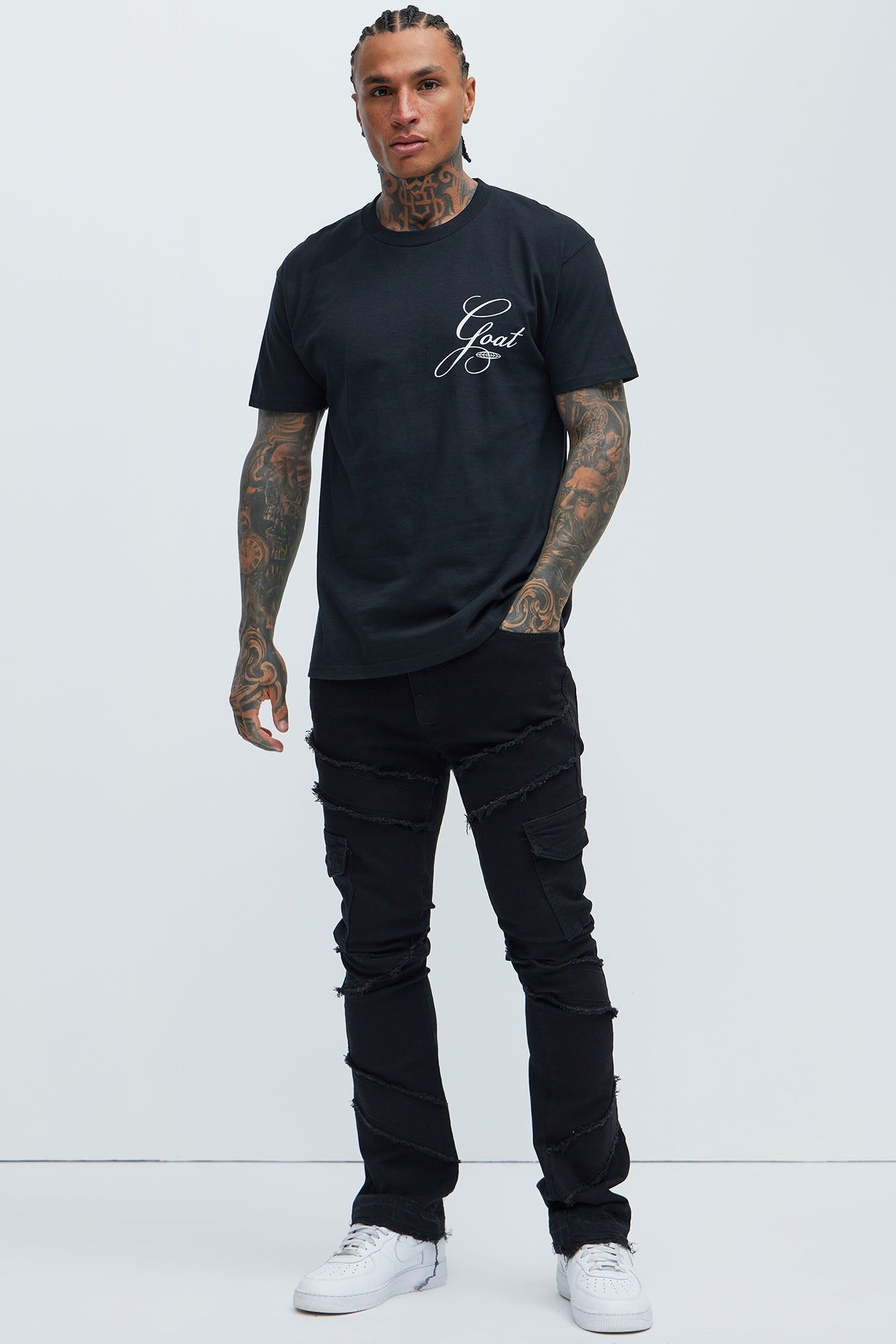 Simi Fray Cargo Stacked Skinny Flare Jeans - Black sold by Fashion Nova product image thumbnail 2