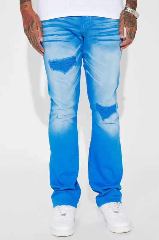 Eye Catching Stacked Skinny Flare Jeans - Blue sold by Fashion Nova