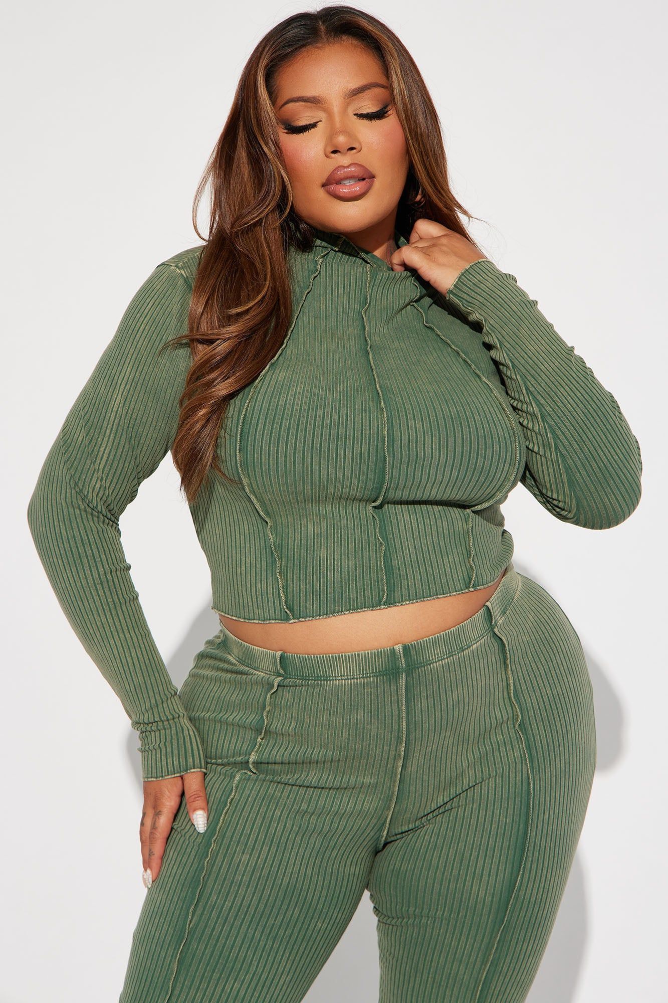 Good Day Mineral Wash Pant Set - Olive sold by Fashion Nova product image thumbnail 5