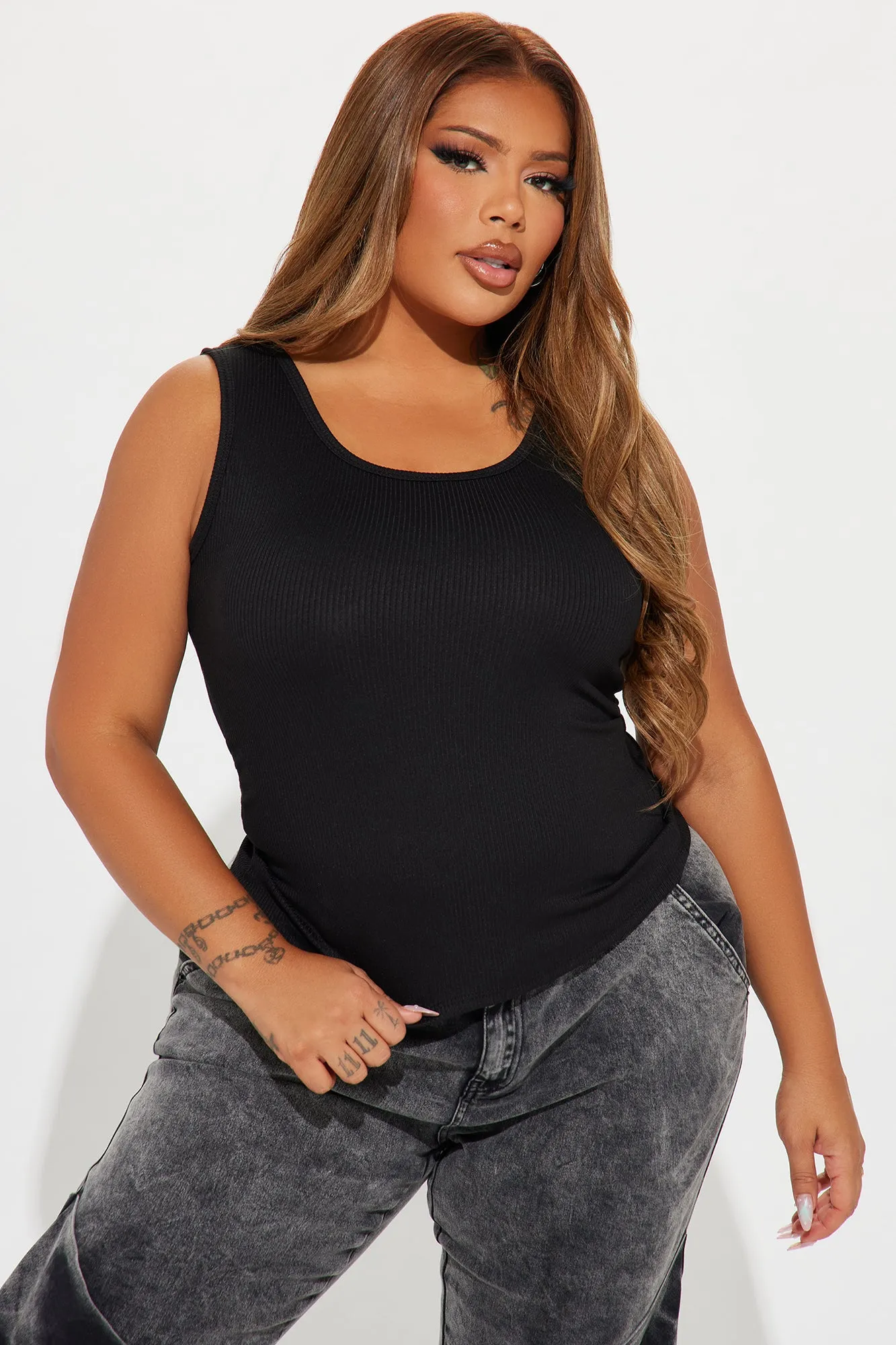 Sasha Scoop Neck Tank Top - Black sold by Fashion Nova product image thumbnail 4
