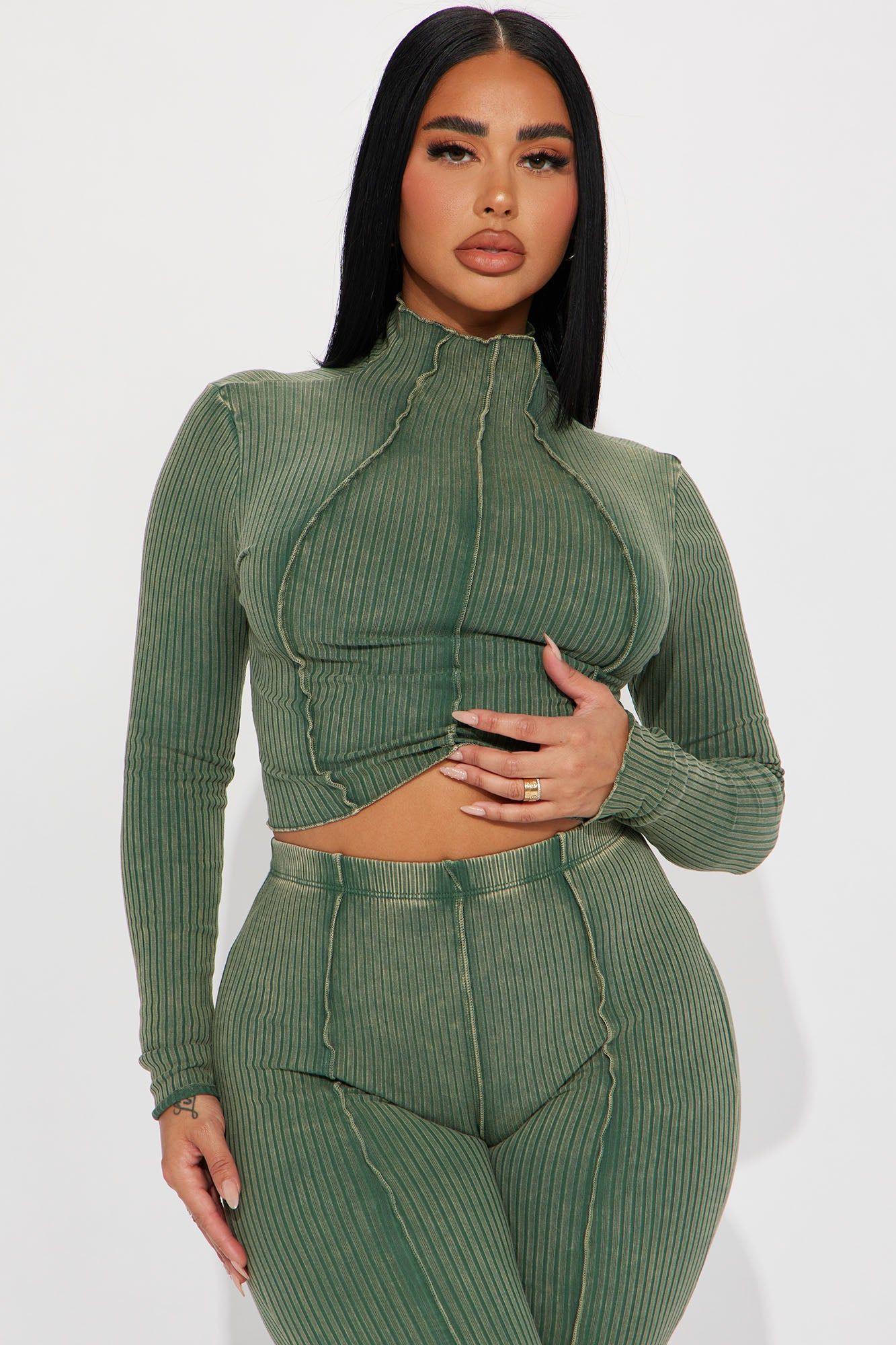 Good Day Mineral Wash Pant Set - Olive sold by Fashion Nova product image thumbnail 2