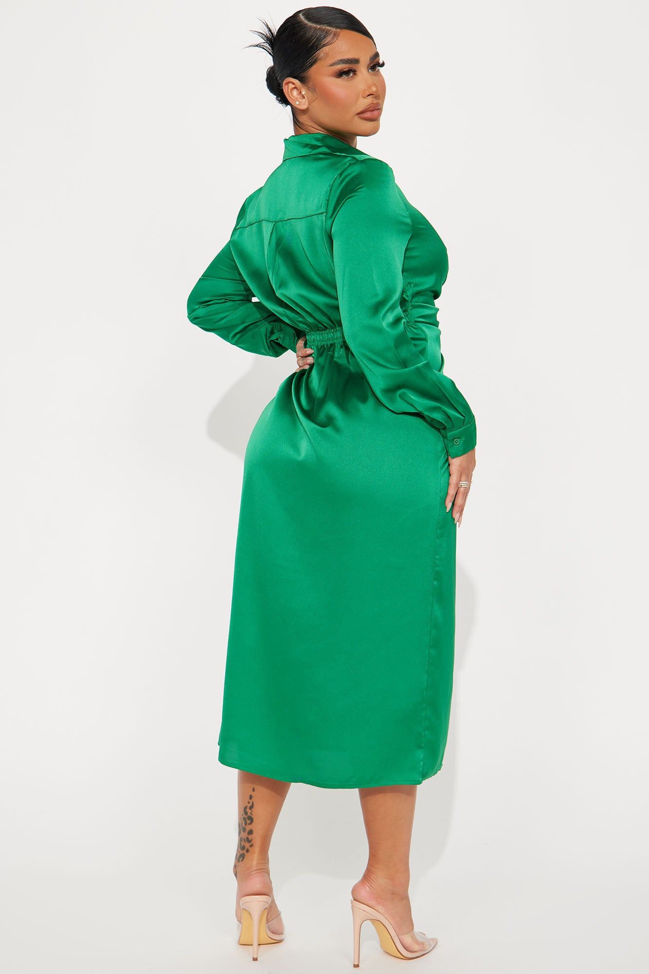 Isabella Satin Midi Dress - Green sold by Fashion Nova product image thumbnail 3