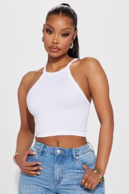 Naomi Ribbed Seamless Tank - White sold by Fashion Nova
