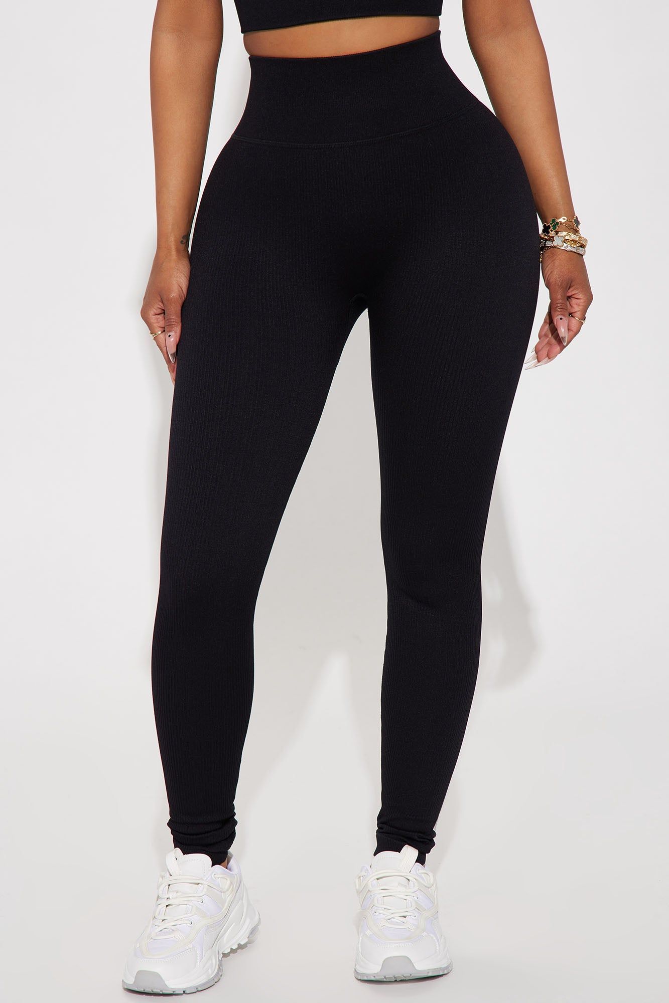 Werk It Seamless Ribbed Active Leggings - Black sold by Fashion Nova product image thumbnail 2