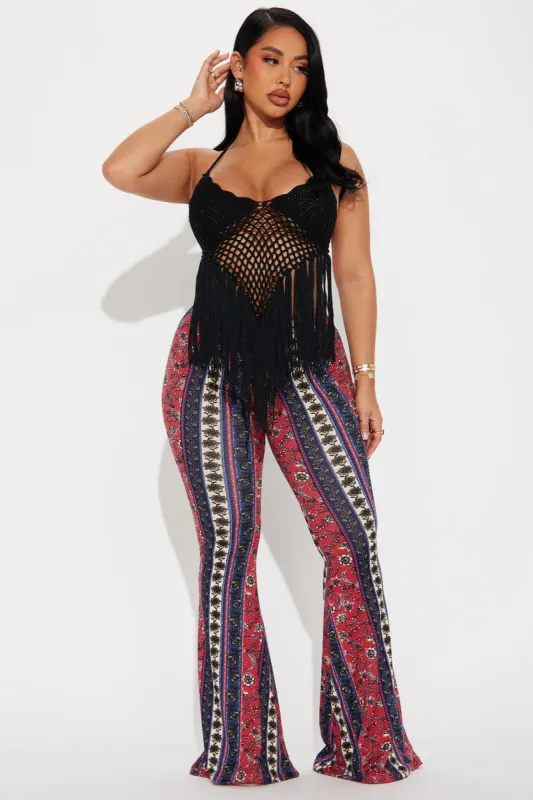 Here For It Flare Pant - Red/combo sold by Fashion Nova