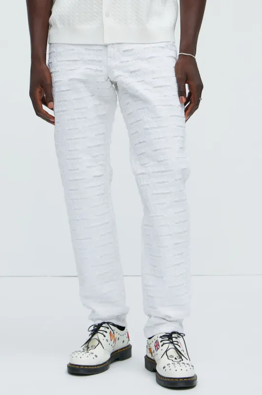 Stone Wall Slim Pants - White sold by Fashion Nova