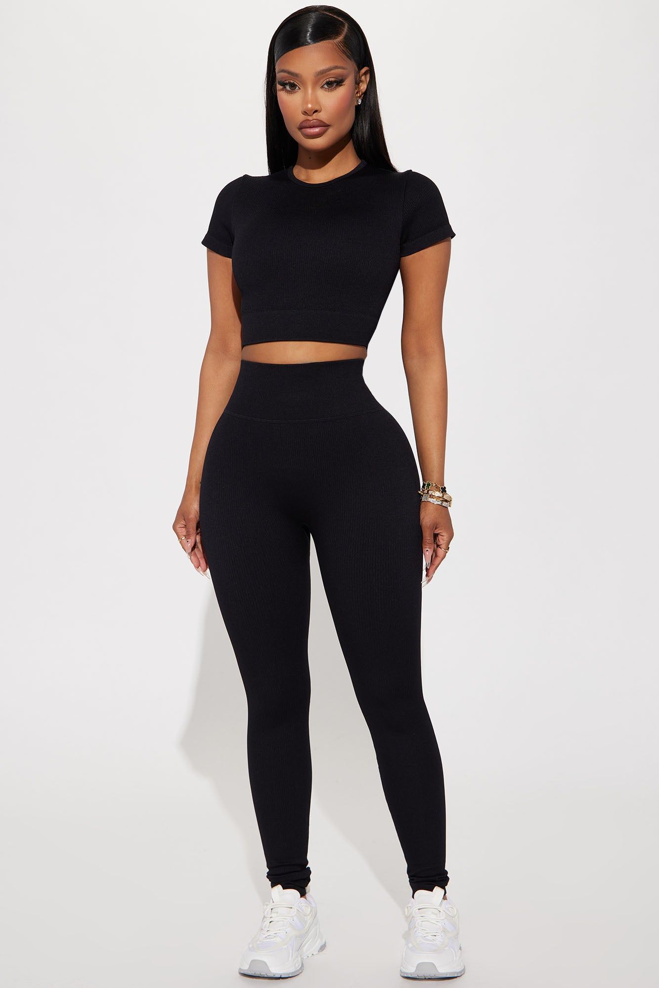 Werk It Seamless Ribbed Active Leggings - Black sold by Fashion Nova