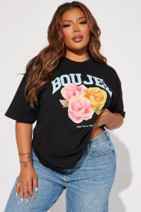 Boujee Attitude Graphic Tshirt - Black sold by Fashion Nova