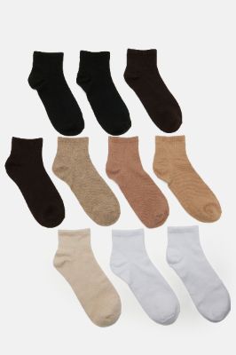10 Pack Quarter Length Socks - Brown/combo sold by Fashion Nova