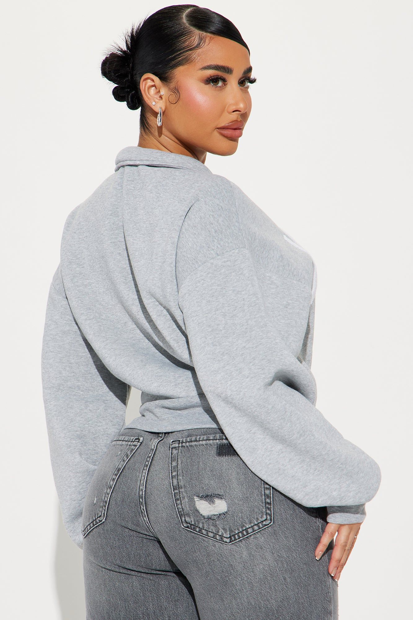 Los Angeles Half Zip Sweatshirt - Heather Grey sold by Fashion Nova product image thumbnail 4
