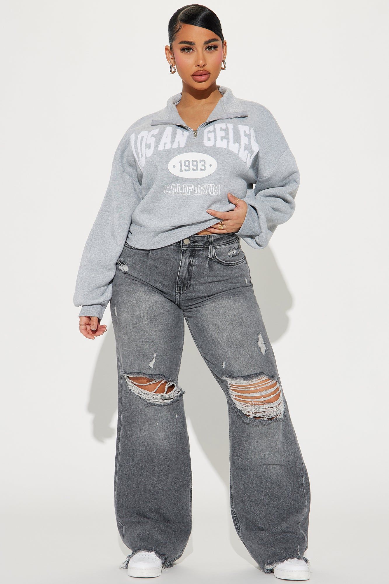 Los Angeles Half Zip Sweatshirt - Heather Grey sold by Fashion Nova product image thumbnail 2