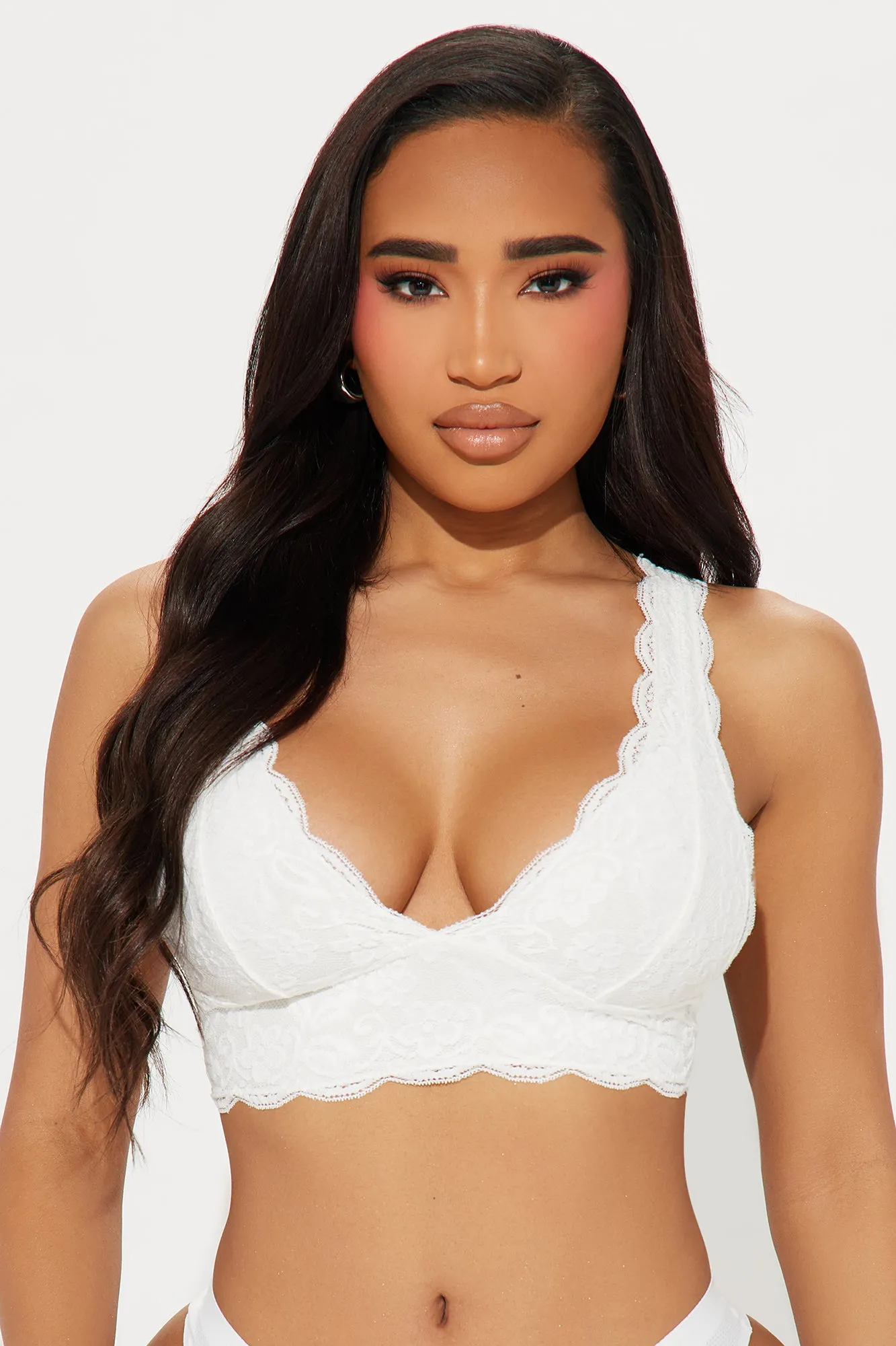 Bianca Lace Triangle Bralette - White sold by Fashion Nova