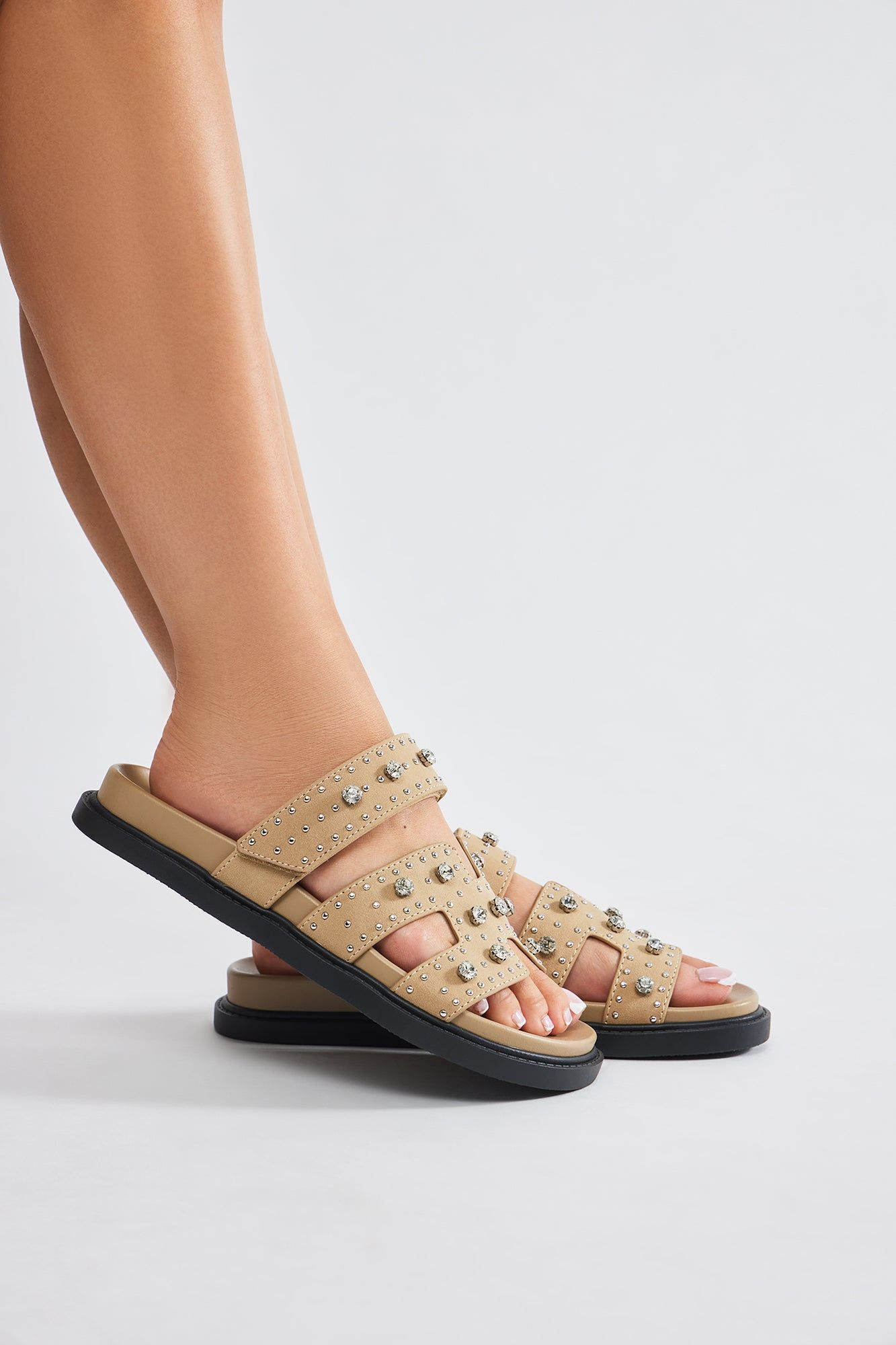 Catch Up With Me Embellished Casual Slides - Nude sold by Fashion Nova product image thumbnail 4