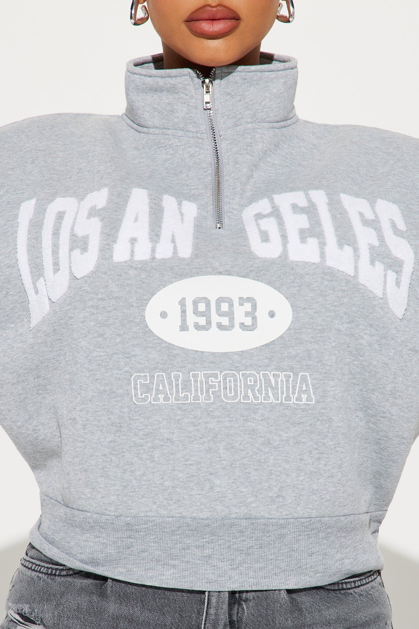 Los Angeles Half Zip Sweatshirt - Heather Grey sold by Fashion Nova product image thumbnail 3