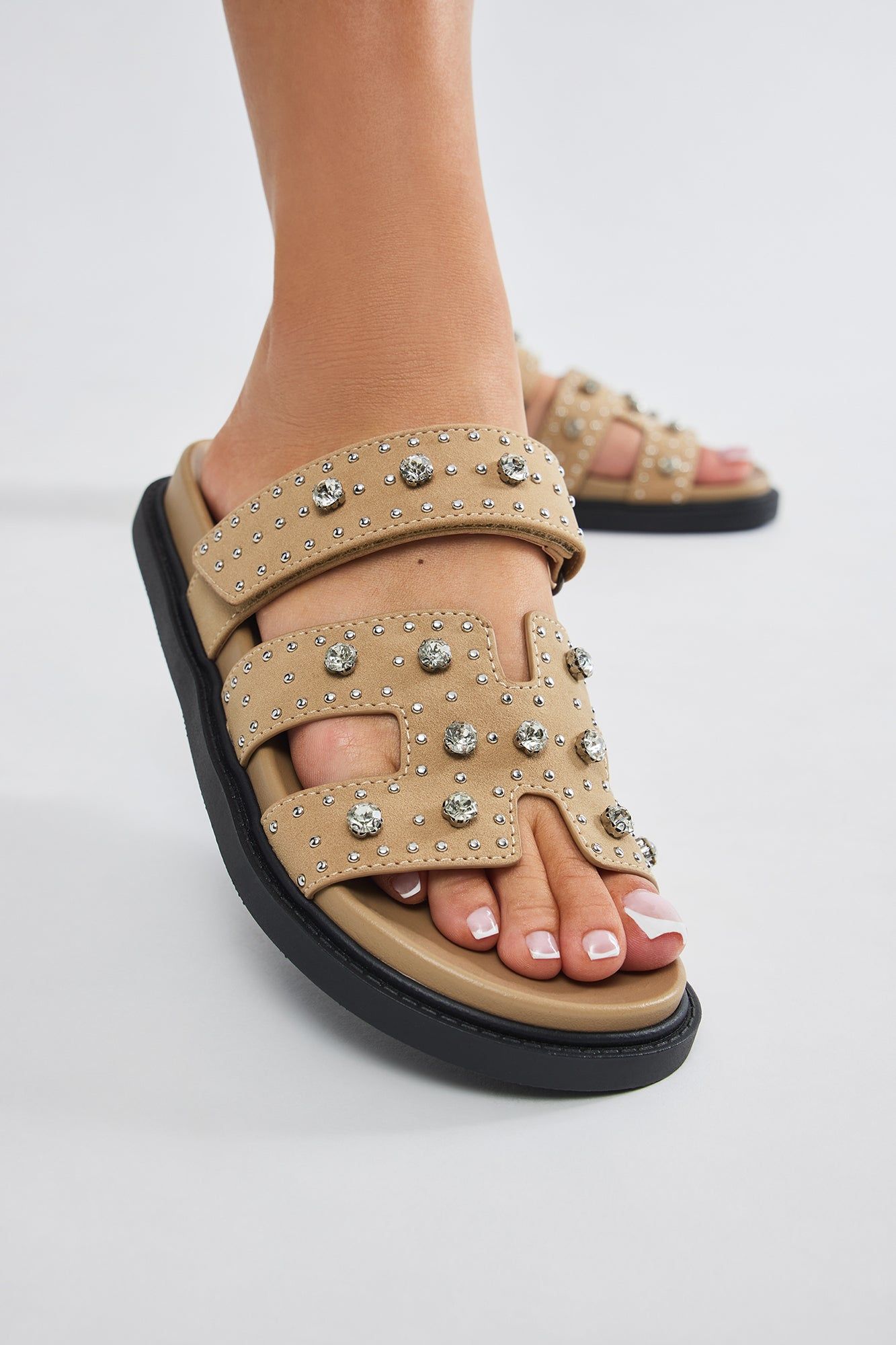 Catch Up With Me Embellished Casual Slides - Nude sold by Fashion Nova product image thumbnail 2