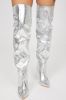 Different Type Of Girl Thigh High Boots - Silver sold by Fashion Nova