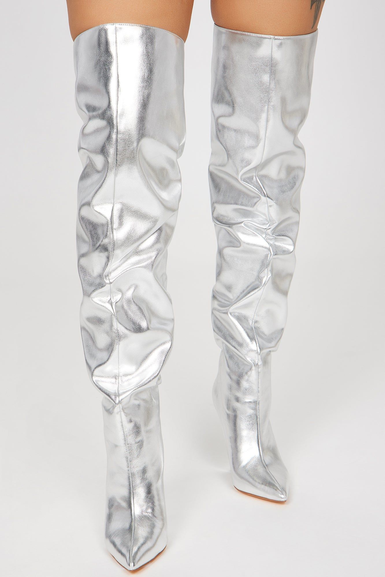 Different Type Of Girl Thigh High Boots - Silver sold by Fashion Nova product image thumbnail 2
