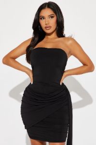 Lexi Draped Mini Dress - Black sold by Fashion Nova