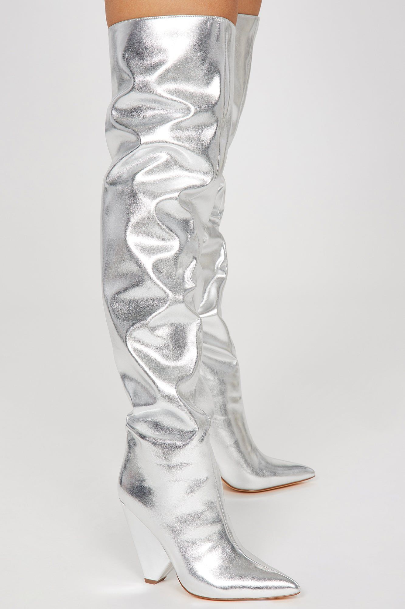 Different Type Of Girl Thigh High Boots - Silver sold by Fashion Nova product image thumbnail 3
