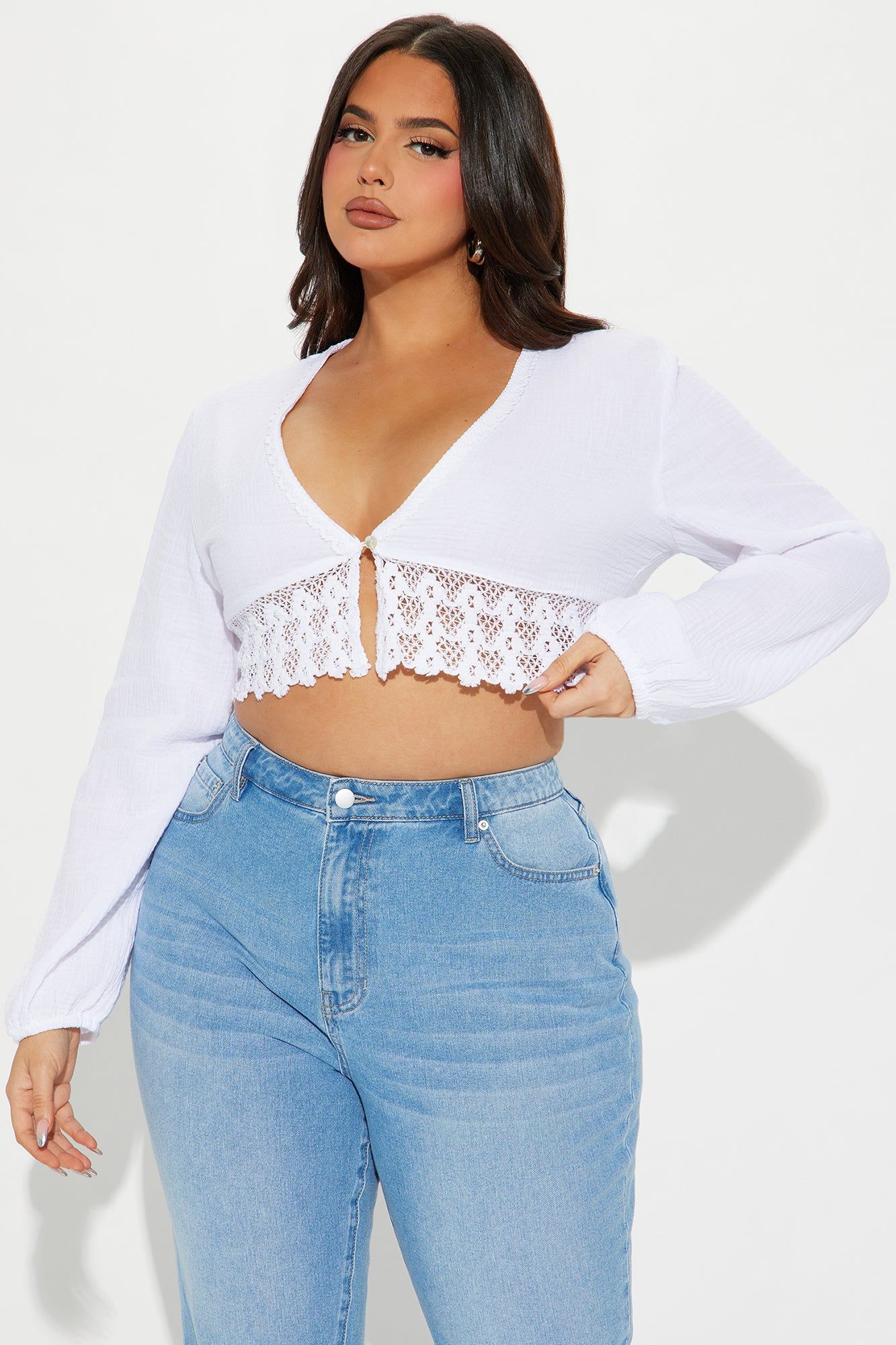 Let's Take A Walk Blouse Top - White sold by Fashion Nova product image thumbnail 4