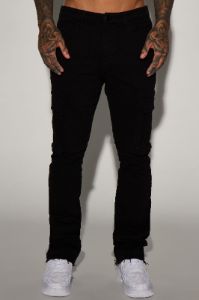 Kenny Stacked Skinny Flare Cargo Pants - Black sold by Fashion Nova