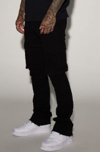 Kenny Stacked Skinny Flare Cargo Pants - Black sold by Fashion Nova