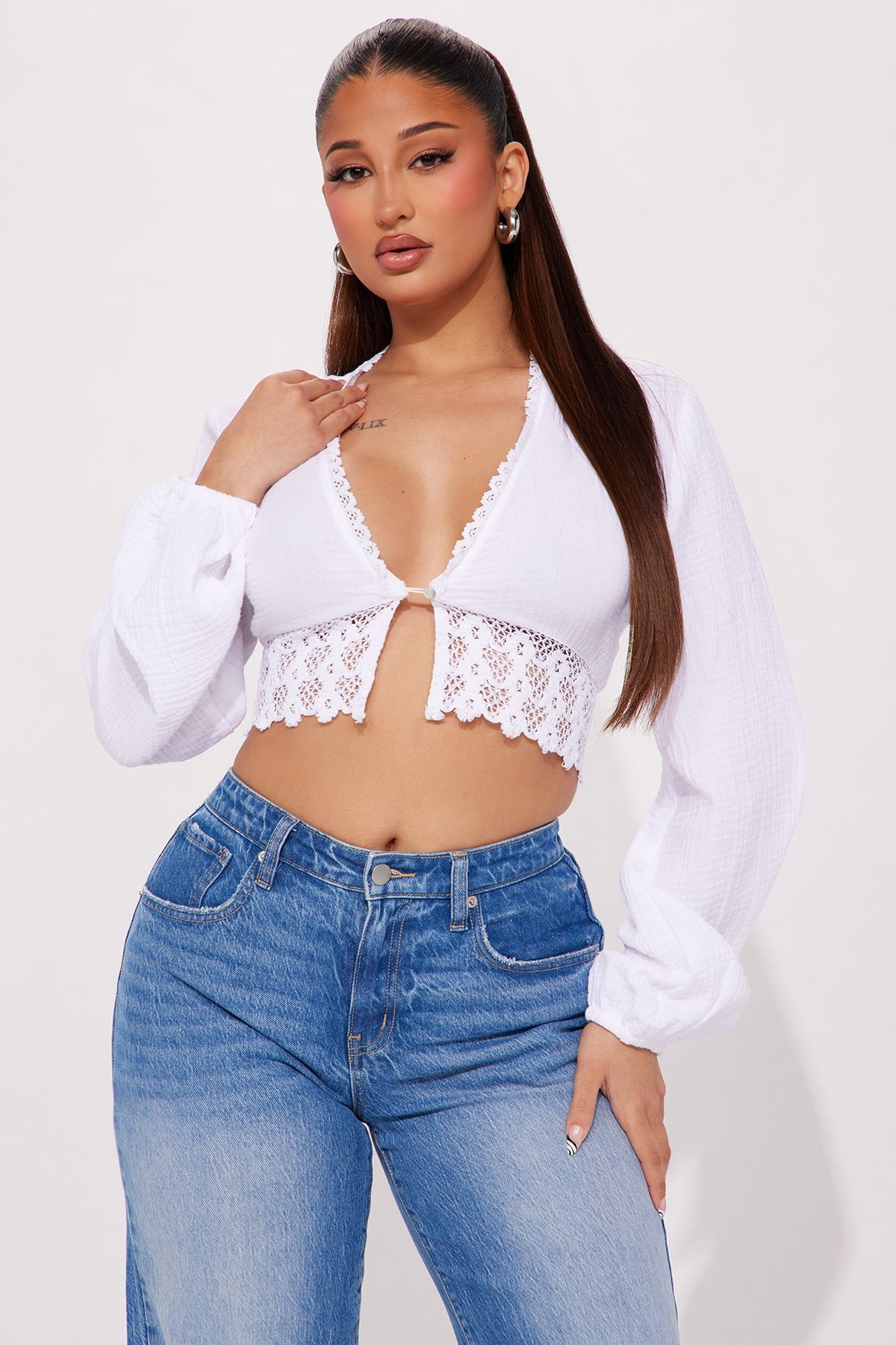 Let's Take A Walk Blouse Top - White sold by Fashion Nova