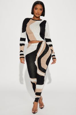 Yazmine Sweater Legging Set - Black/combo sold by Fashion Nova