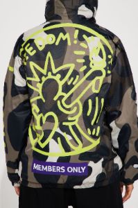 Keith Haring Camo Zip Front Jacket - Camouflage sold by Fashion Nova