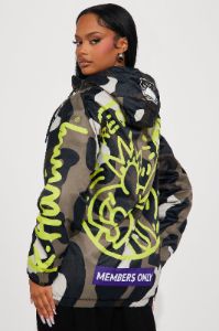 Keith Haring Camo Zip Front Jacket - Camouflage sold by Fashion Nova