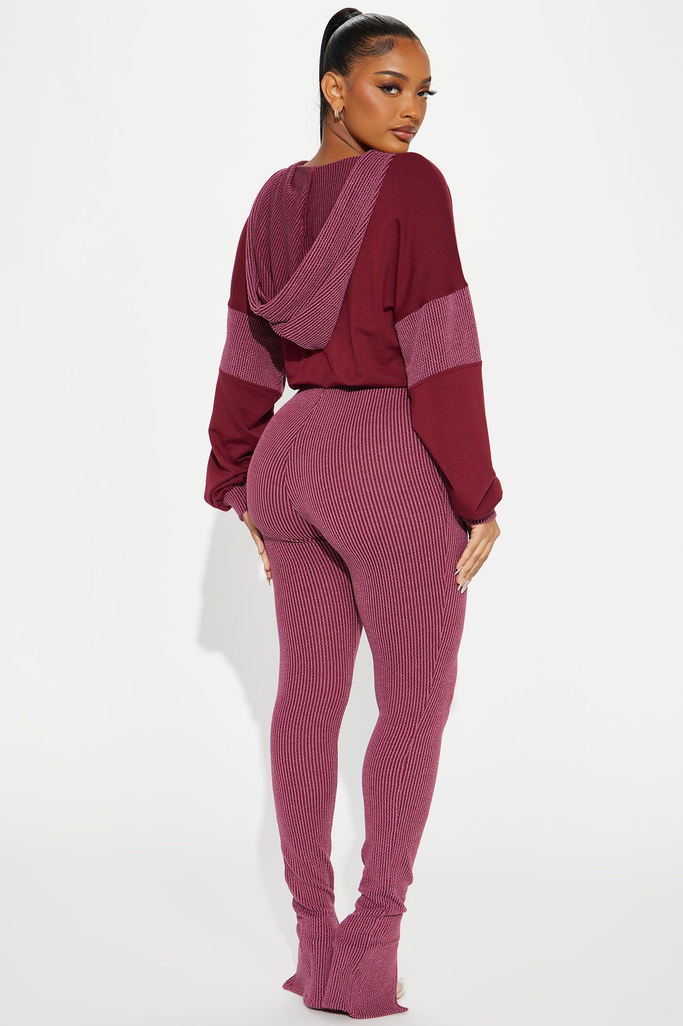 Off The Stage Hoodie Jumpsuit - Burgundy sold by Fashion Nova product image thumbnail 3
