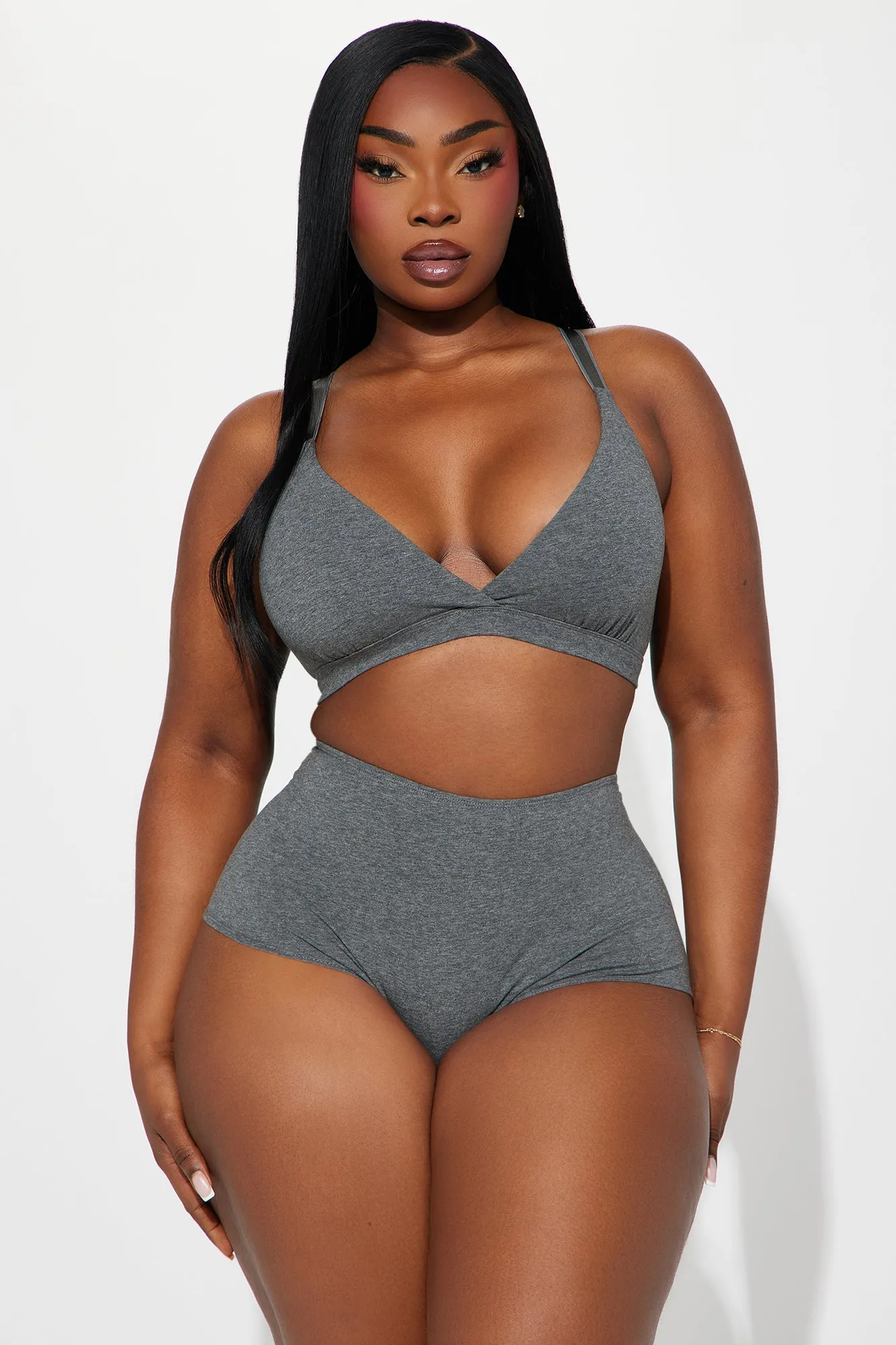 Nova Cotton Triangle Bralette - Charcoal sold by Fashion Nova product image thumbnail 5
