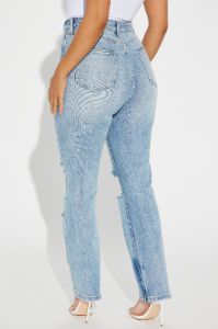 Where To Begin Stretch Slim Straight Leg Jeans - Light Wash sold by Fashion Nova