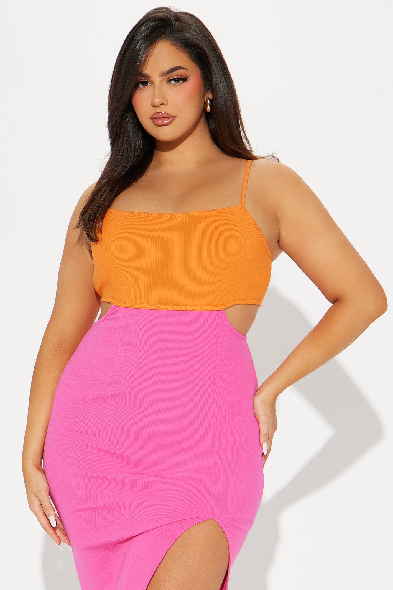Island Hopping Ribbed Midi Dress - Pink/combo sold by Fashion Nova product image thumbnail 5