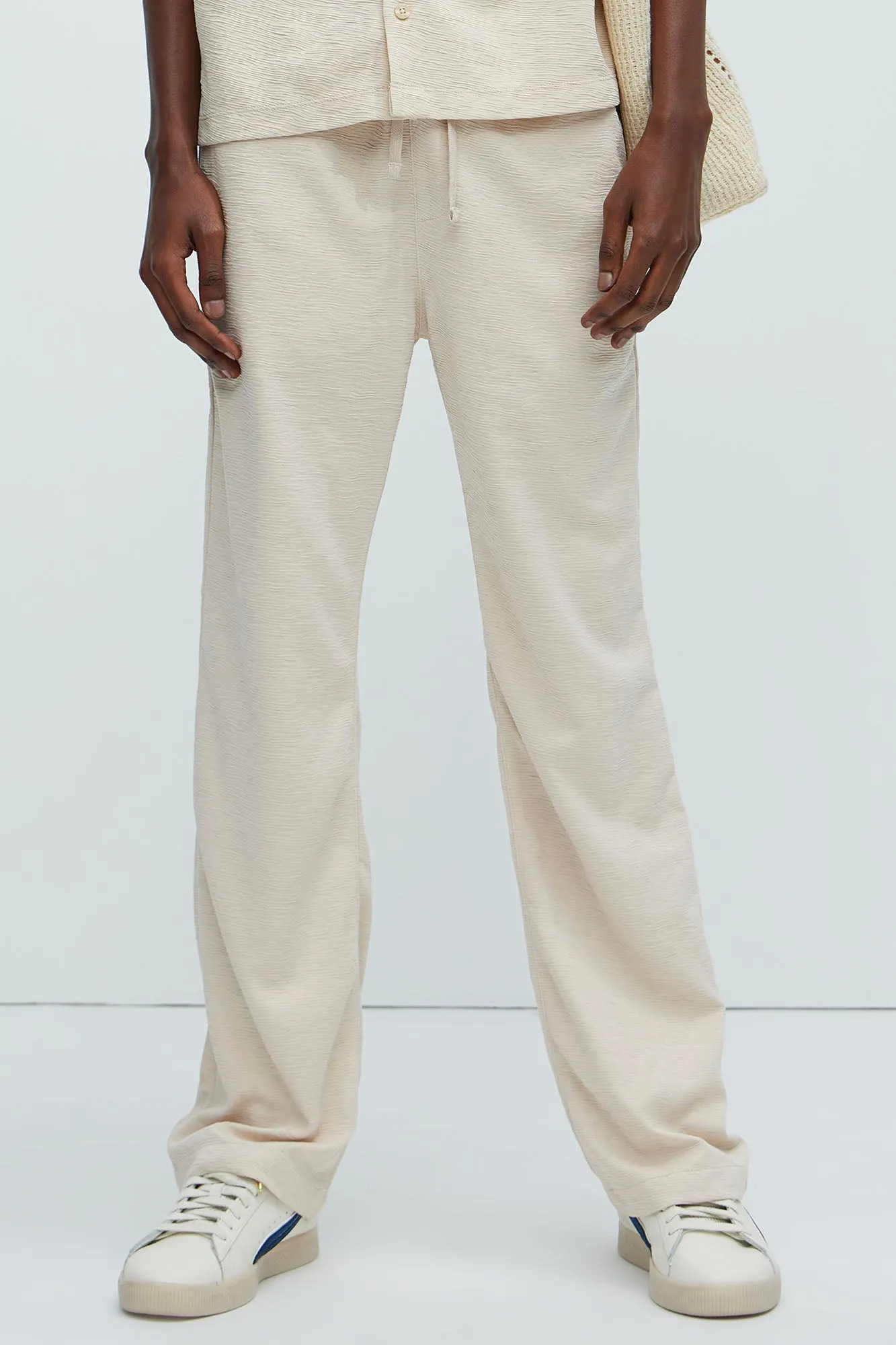 Blaze Textured Straight Pants - Cream sold by Fashion Nova