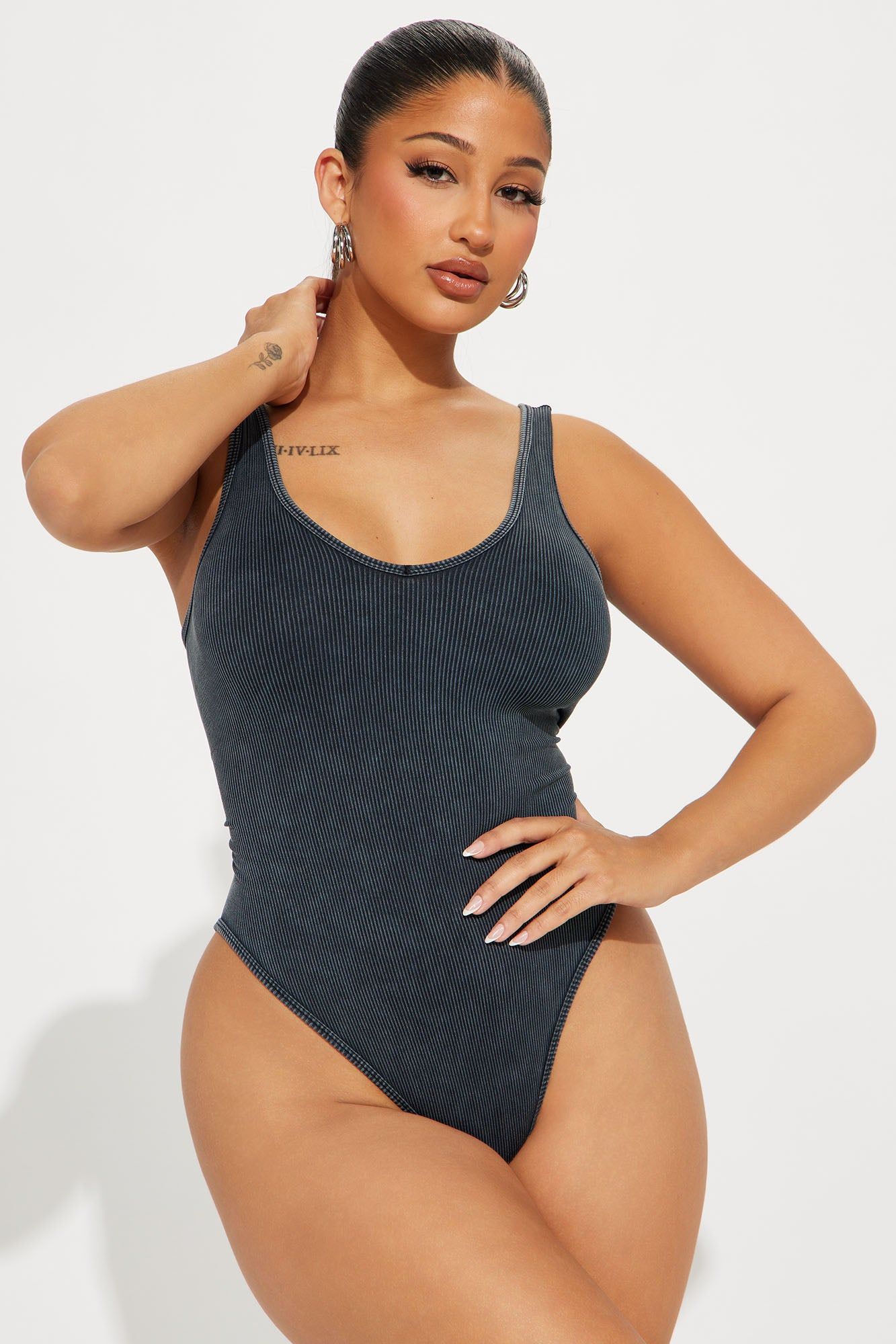 Melina Washed Seamless Bodysuit - Black sold by Fashion Nova