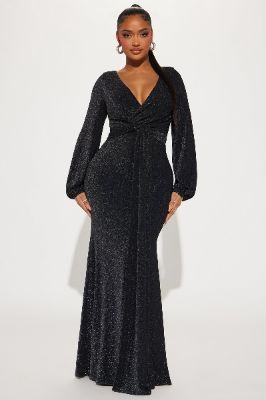 Starry Eyed Glitter Maxi Dress - Black sold by Fashion Nova