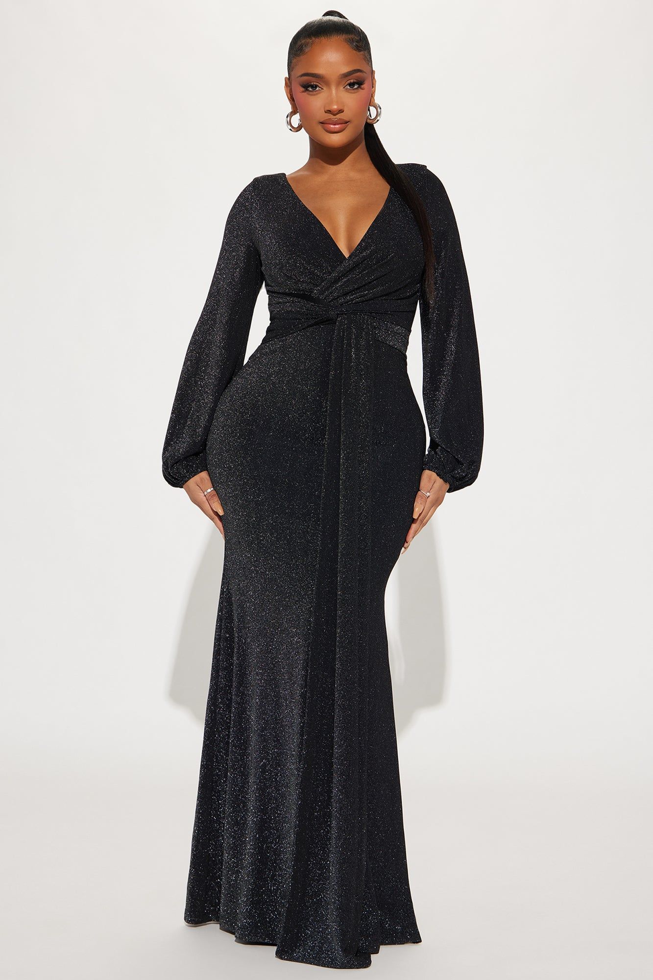 Starry Eyed Glitter Maxi Dress - Black sold by Fashion Nova