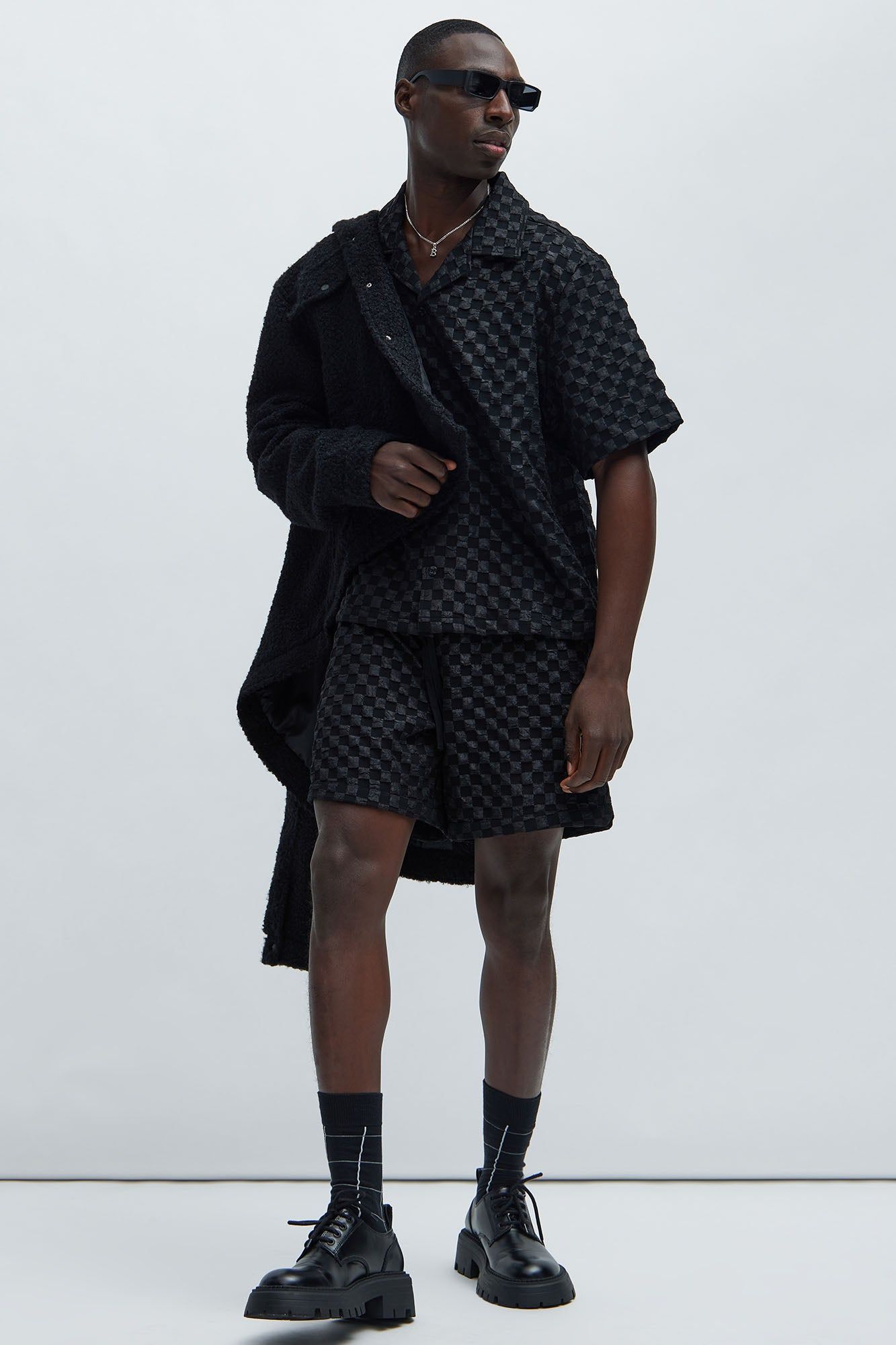 Crinkled Checkers Shirt - Black sold by Fashion Nova product image thumbnail 2