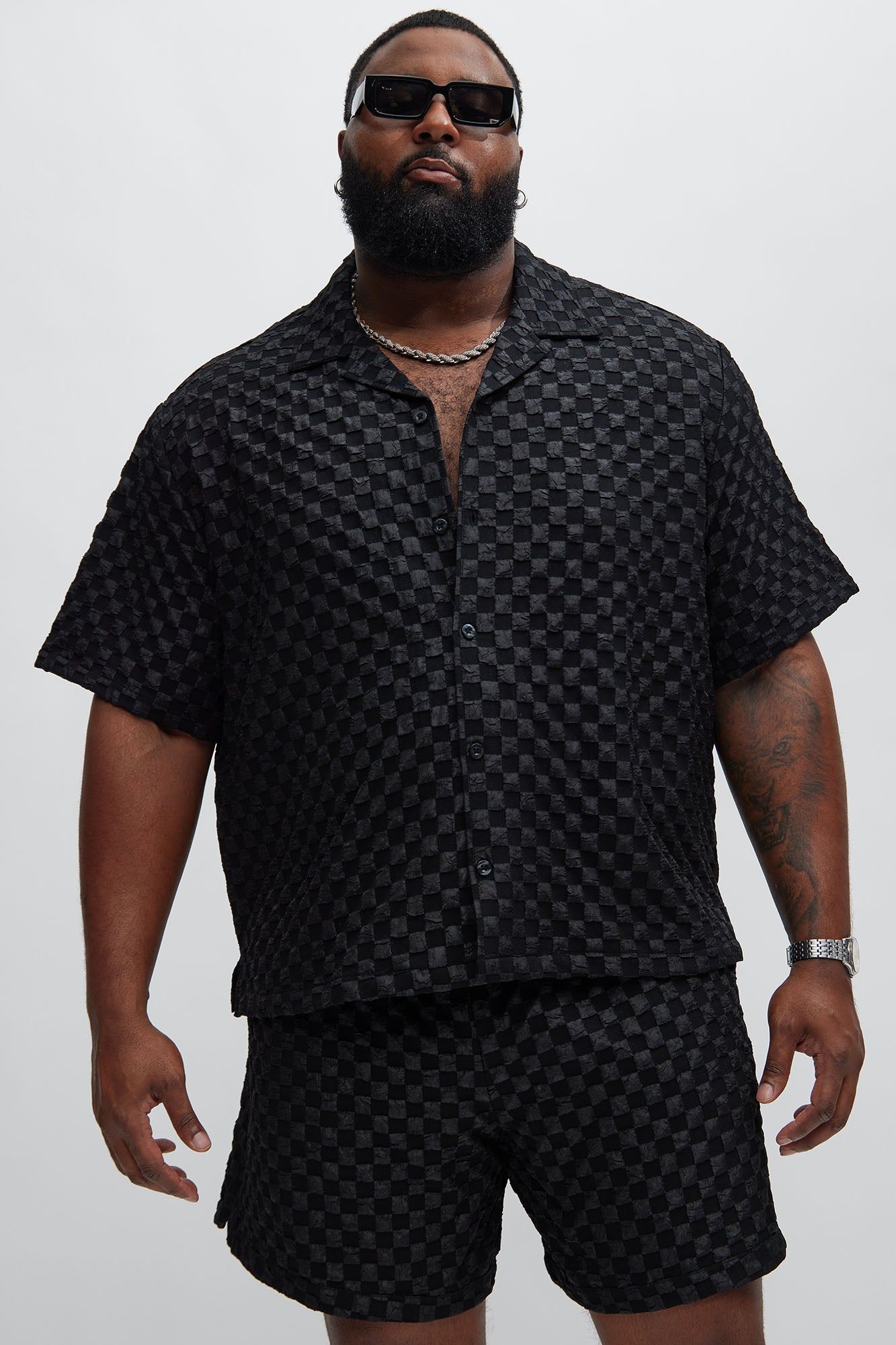 Crinkled Checkers Shirt - Black sold by Fashion Nova product image thumbnail 4