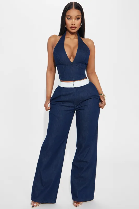 Diana Denim Pant Set - Dark Wash sold by Fashion Nova