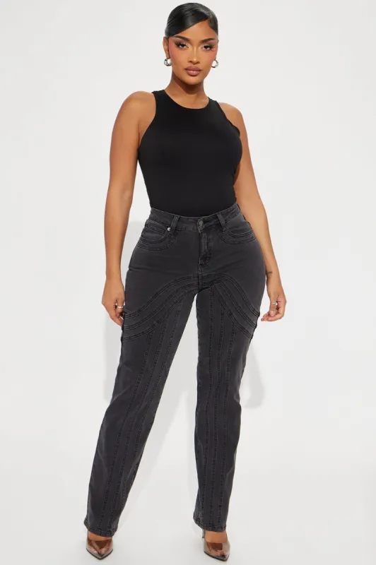 Linking Up Slim Straight Leg Jeans - Black Wash sold by Fashion Nova