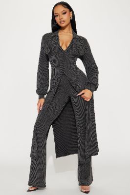 Long Day Ribbed Pant Set - Charcoal sold by Fashion Nova